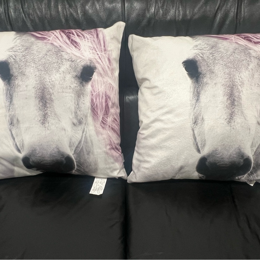 Bouclair Horse Print Throw Pillows set of 2 (18”x18”)